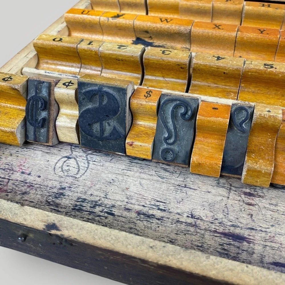 Antique Aristocrat Sign Marker Rubber‎ Stamp Set 1910s-1930s Box 63 Pieces